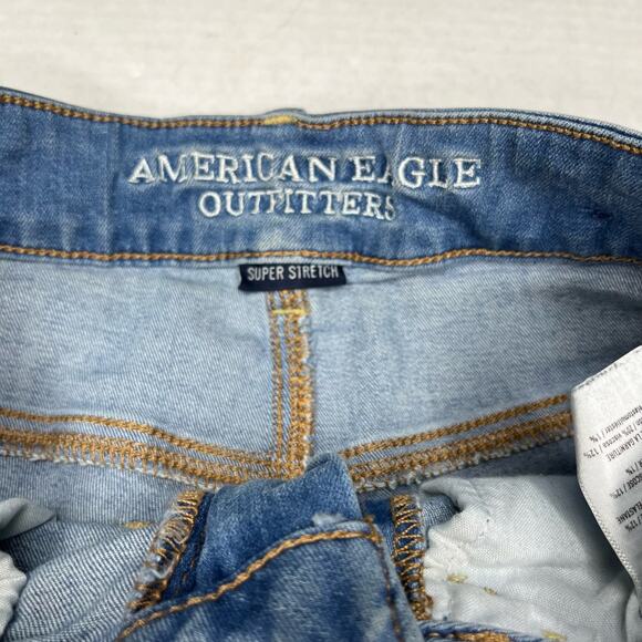 American Eagle Light Wash Hi Rise Shortie Super Stretch Womens Shorts Size 2 - Picture 4 of 5
